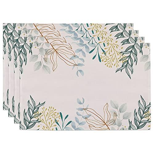 Green Leaves Indoor Set of 4 Washable Non Slip Outdoor Summer Sp 並行輸入品｜import-tabaido｜02