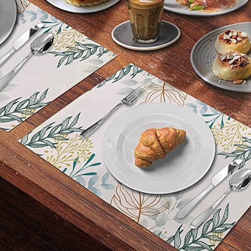 Green Leaves Indoor Set of 4 Washable Non Slip Outdoor Summer Sp 並行輸入品｜import-tabaido｜08