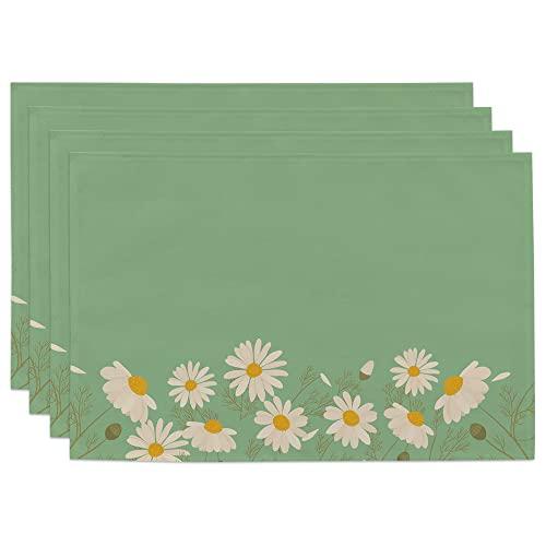 【並行輸入品】サマーデイジープレースマット 屋内 4枚セット 洗濯可能 滑り止め アウトドア グリーン フラワー プレースマット ダイニングキッ | ブランド登録なし | 01