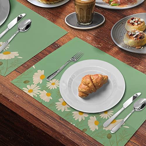 【並行輸入品】サマーデイジープレースマット 屋内 4枚セット 洗濯可能 滑り止め アウトドア グリーン フラワー プレースマット ダイニングキッ | ブランド登録なし | 07