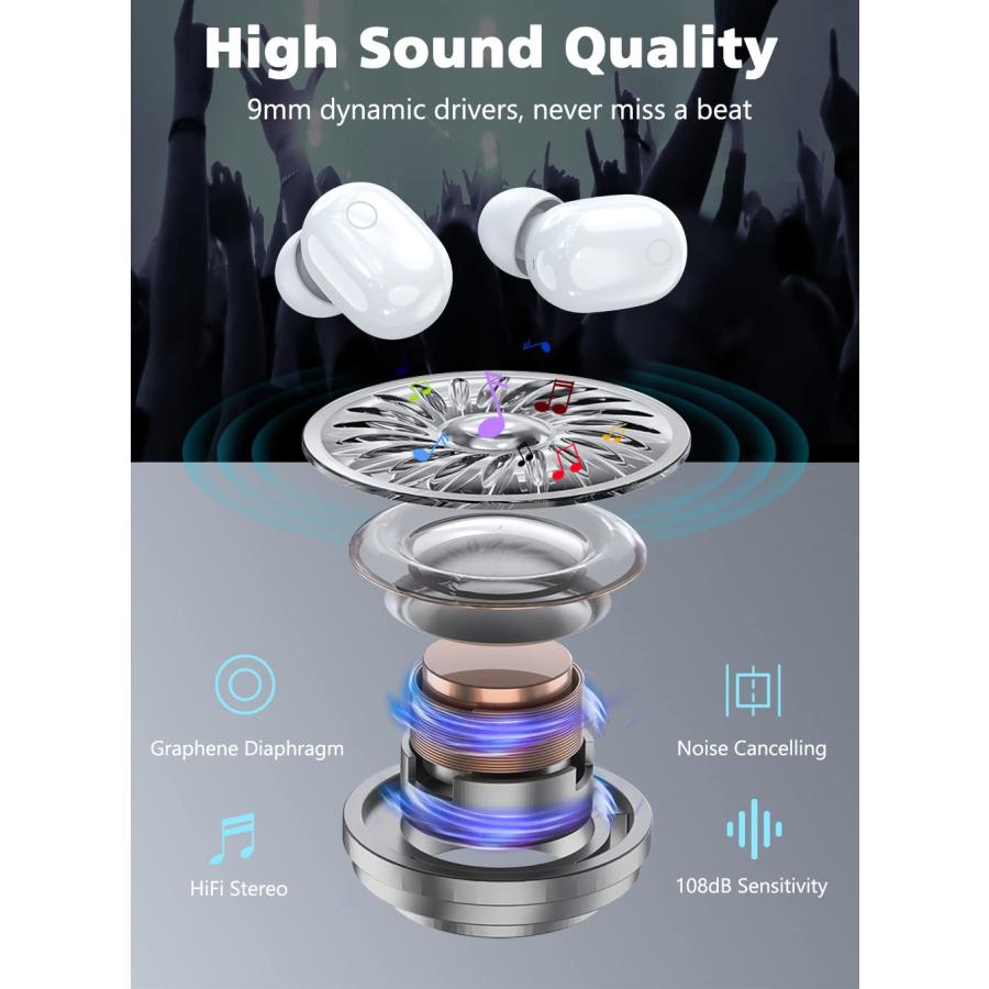 Wireless Earbuds, Bluetooth Earphones Stereo HiFi Sound Noise Ca 並行輸入品｜import-tabaido｜10