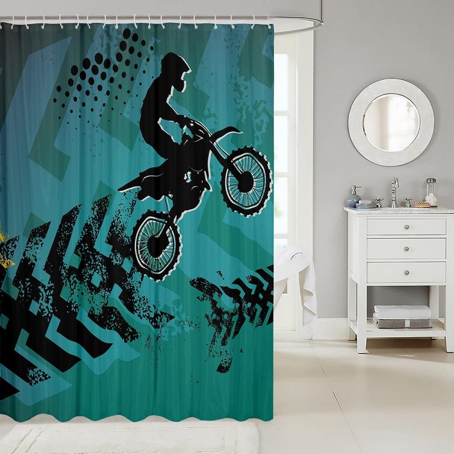 Dirt Bike Shower Curtains,Hippie Motorcycle Graffiti Bath Curtai 並行輸入品｜import-tabaido｜04