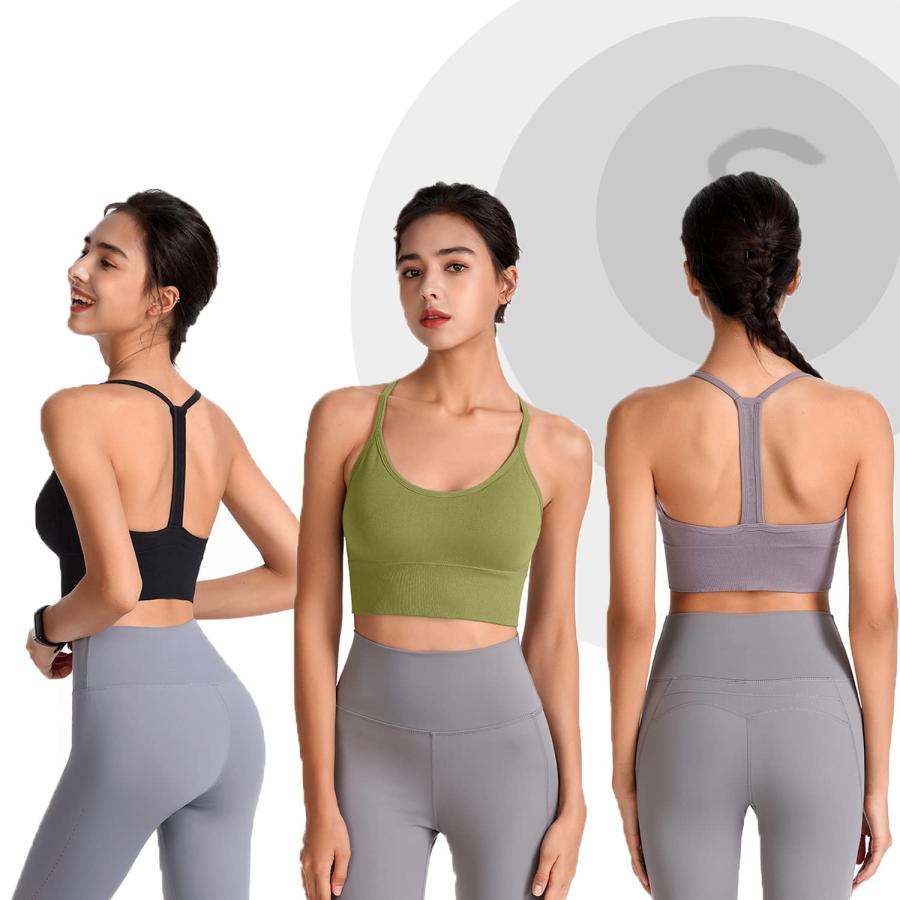 【並行輸入品】Evercute Racerback Sports Bras Padded Y Racer Back Cropped Bras_3