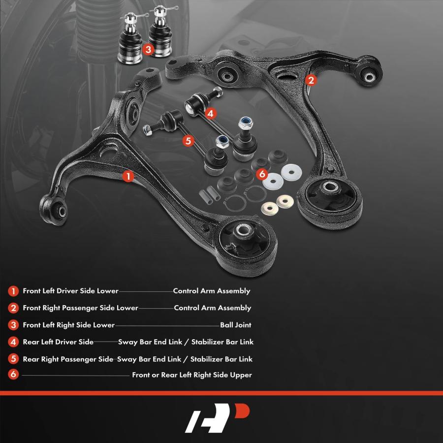 【並行輸入品】A Premium Set of 8, Front Lower Control Arm, Lower Ball Joint, Rの画像