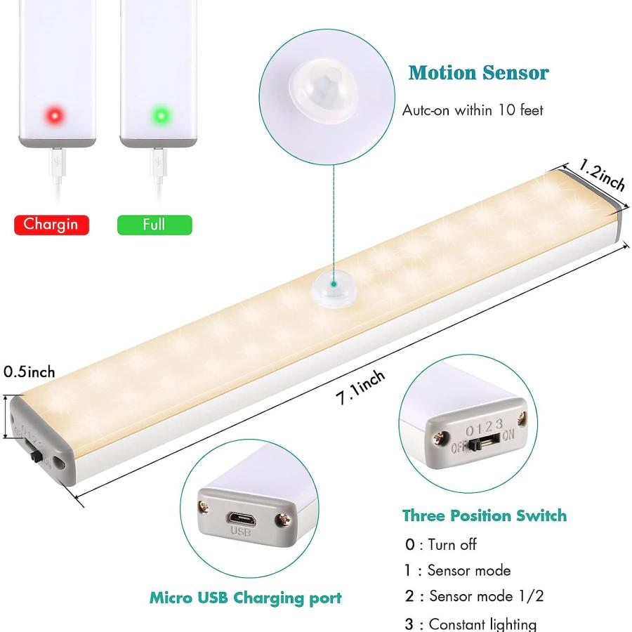 【並行輸入品】LED Closet Light  28LED Dimmer Rechargeable Motion Sensor Under Cの画像