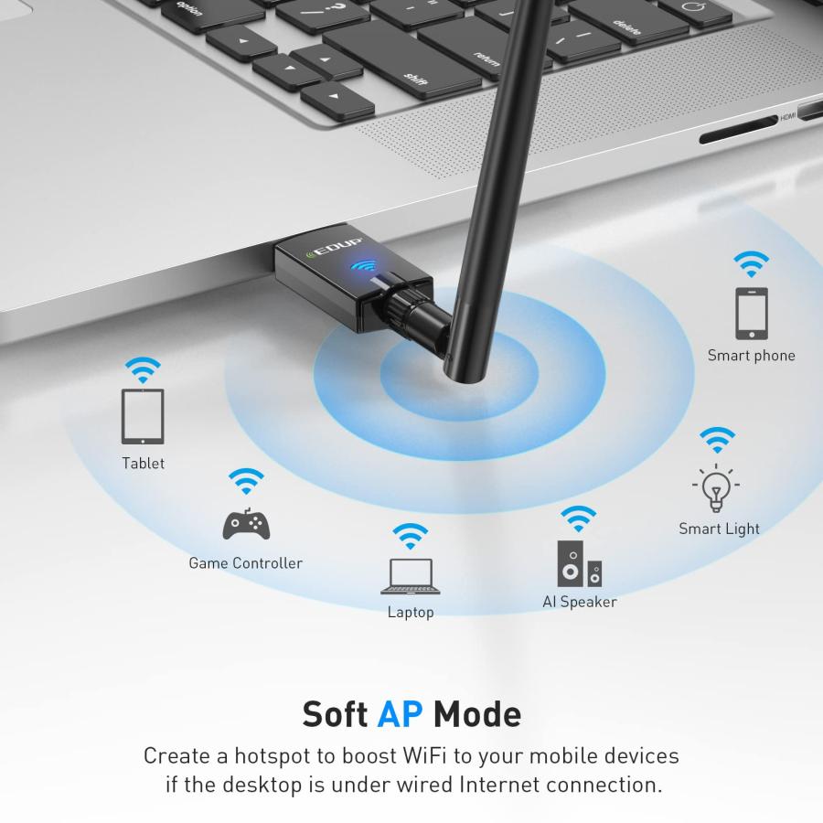 EDUP AC1300M USB 3.0 WiFi Adapter with 5dBi Dual Band 2.4G/5.8Gh 並行輸入品｜import-tabaido｜10