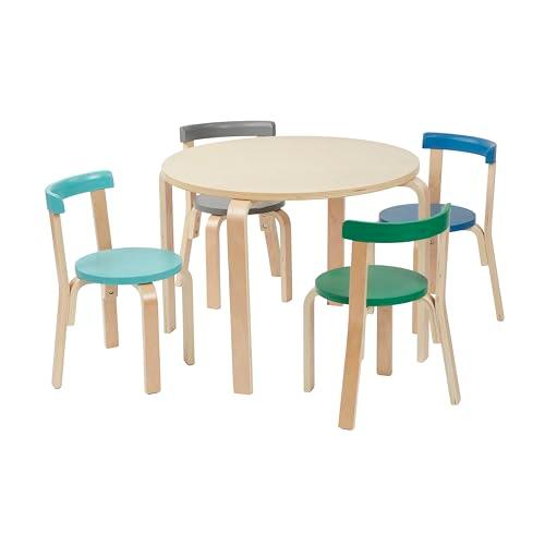 【並行輸入品】ECR4Kids ベントウッドテーブルとカーブバックチェアセット コンテンポラリー ECR4Kids Bentwood Round_1
