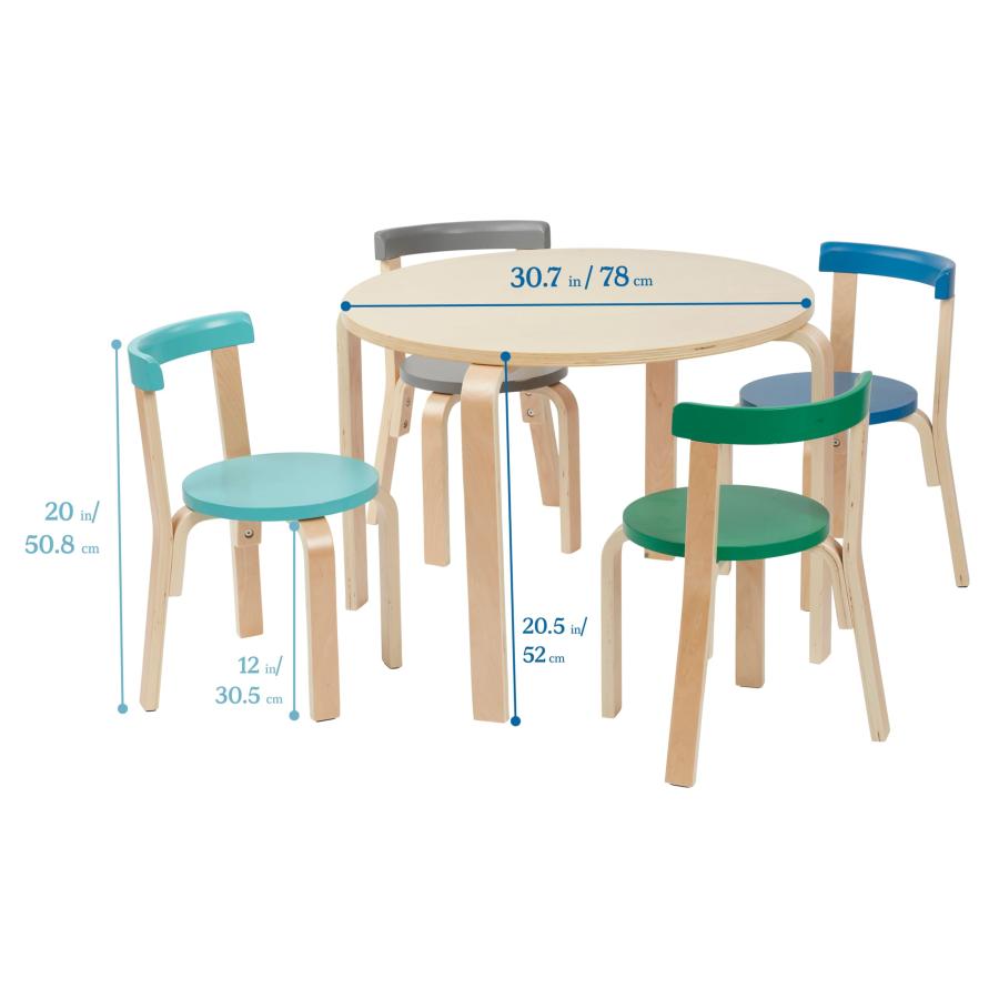 【並行輸入品】ECR4Kids ベントウッドテーブルとカーブバックチェアセット コンテンポラリー ECR4Kids Bentwood Round_3