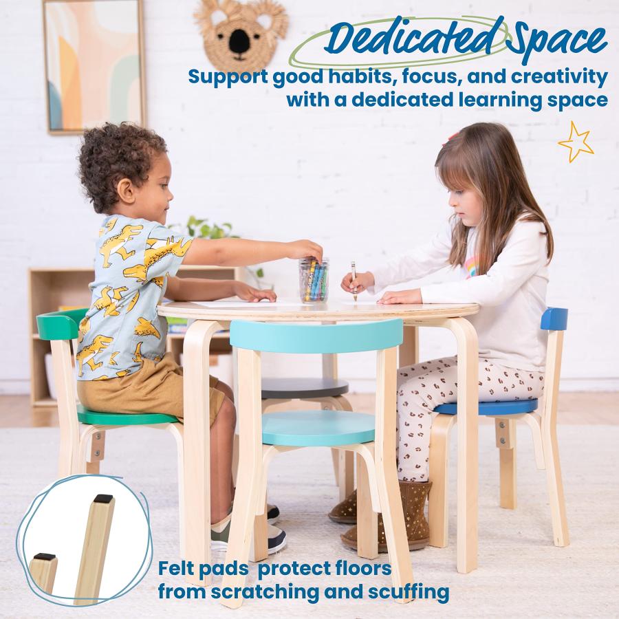 【並行輸入品】ECR4Kids ベントウッドテーブルとカーブバックチェアセット コンテンポラリー ECR4Kids Bentwood Round_6