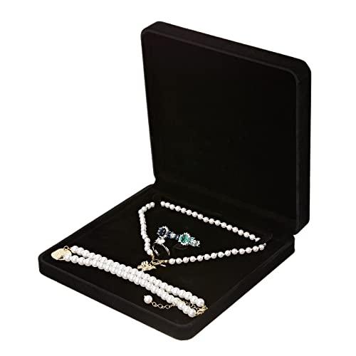 【並行輸入品】LETURE ベルベットジュエリーセットボックス ベルベットギフトボックス ブレスレット ネックレス イヤリング リング用 (ブラの画像