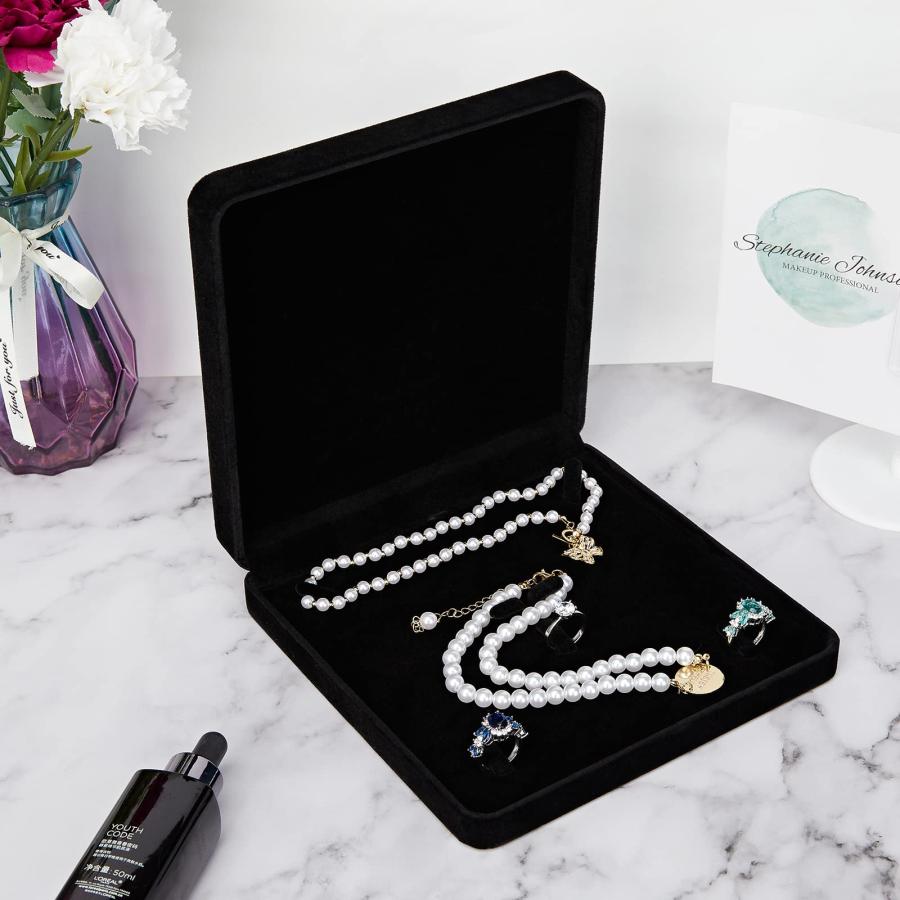 【並行輸入品】LETURE ベルベットジュエリーセットボックス ベルベットギフトボックス ブレスレット ネックレス イヤリング リング用 (ブラの画像