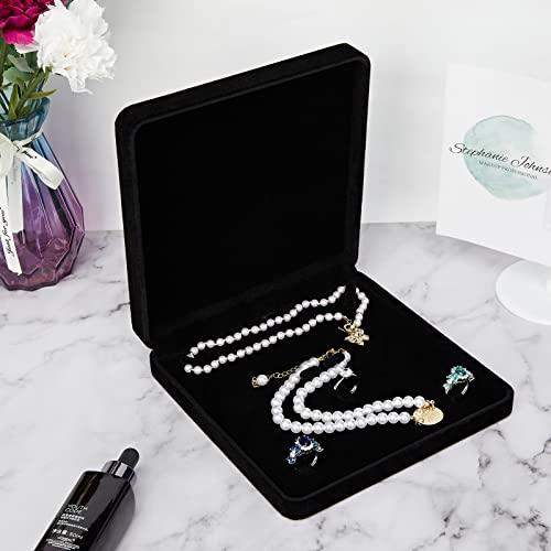 【並行輸入品】LETURE ベルベットジュエリーセットボックス ベルベットギフトボックス ブレスレット ネックレス イヤリング リング用 (ブラの画像