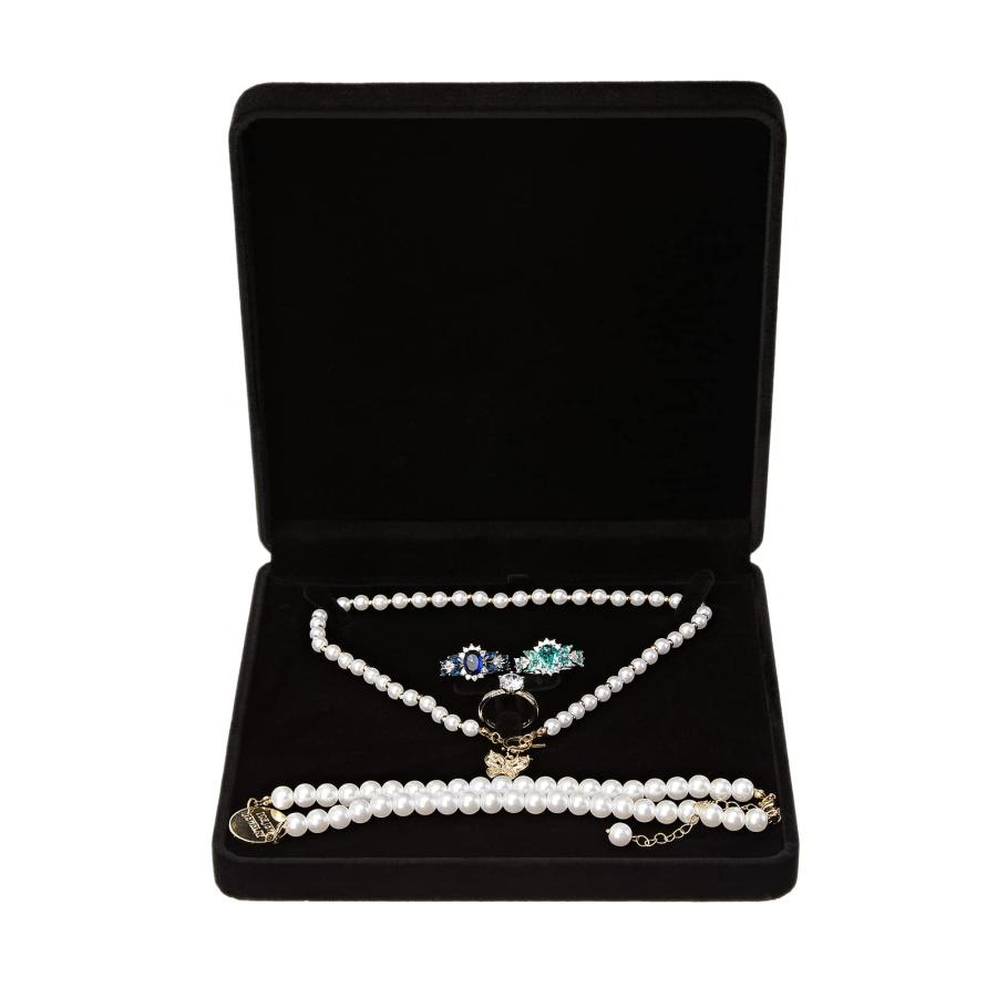 【並行輸入品】LETURE ベルベットジュエリーセットボックス ベルベットギフトボックス ブレスレット ネックレス イヤリング リング用 (ブラの画像