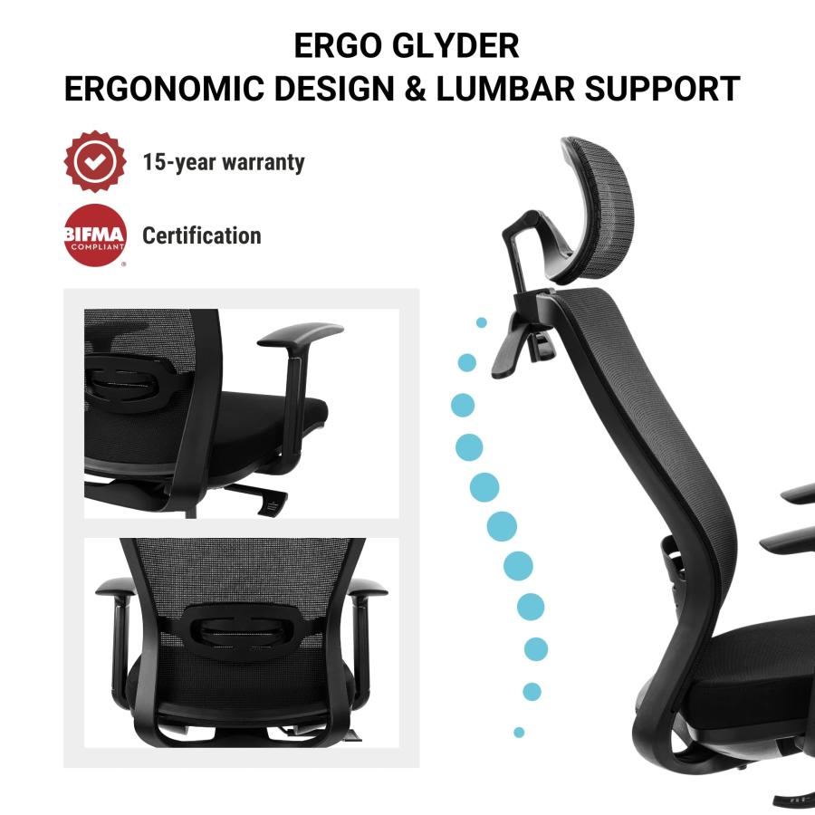 【並行輸入品】プログレッシブデスク 人間工学 オフィス メッシュ エアチェア 調節可能なアームとヘッドレスト。ローリング リクライニング 快適な | ブランド登録なし | 03