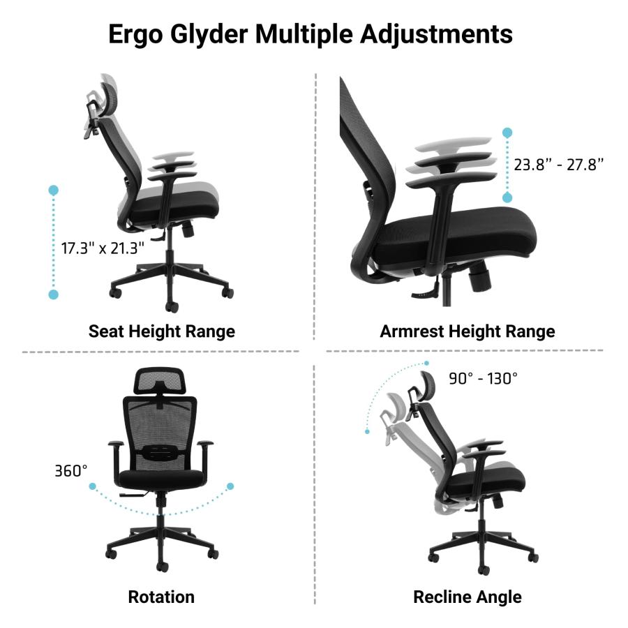 【並行輸入品】プログレッシブデスク 人間工学 オフィス メッシュ エアチェア 調節可能なアームとヘッドレスト。ローリング リクライニング 快適な | ブランド登録なし | 06