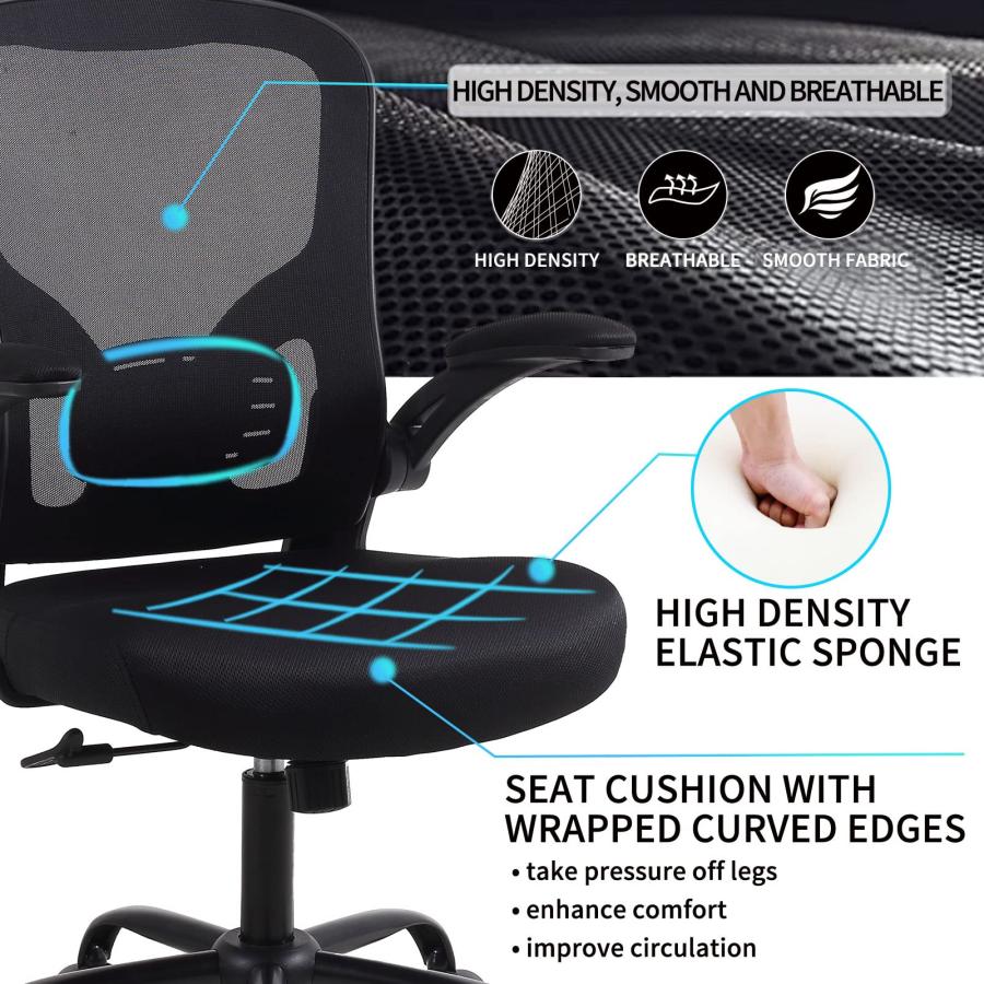 【並行輸入品】Flysky 人間工学に基づいたオフィスデスクチェア 通気性メッシュ回転コンピューターチェア 腰椎サポートタスクチェア キャスター_6