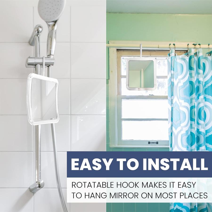 ★11時間以内発送★美品 MIRRORVANA 吊り下げ可能 曇り止めシャワーミラー シェービング用 360度回転フック付き 曇り止め 飛散防止 6.3イン 【2065371449】(10593円)