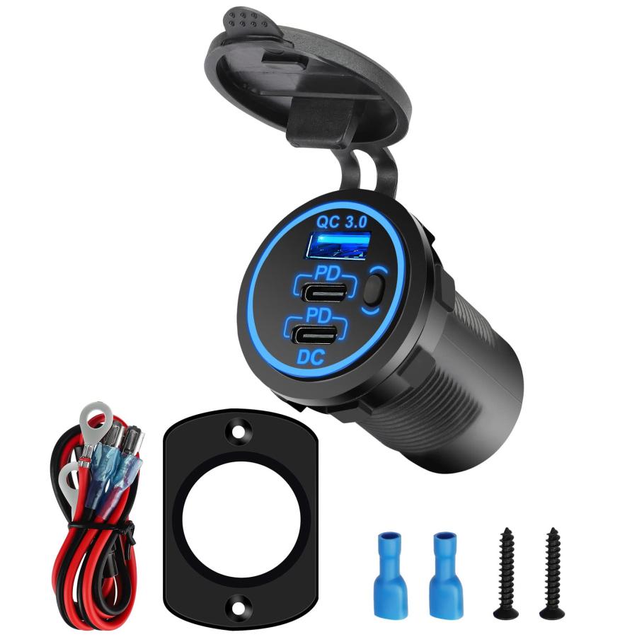 並行輸入品】12V USBコンセント 急速充電 3.0 USB充電器ソケット 防水