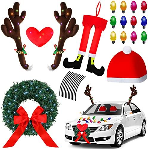 Tallew 32 Pcs Christmas Car Reindeer Antler Kit with LED Wreath  並行輸入品｜import-tabaido｜02