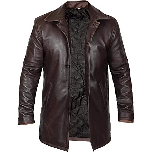 【並行輸入品】men's Lambskin Leather Bomber Biker Jacket Brown Jacket Mens Cafの画像