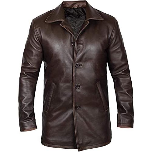 【並行輸入品】men's Lambskin Leather Bomber Biker Jacket Brown Jacket Mens Cafの画像