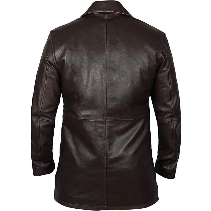 【並行輸入品】men's Lambskin Leather Bomber Biker Jacket Brown Jacket Mens Cafの画像