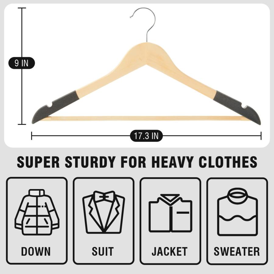 【並行輸入品】Solid Natural Wooden Coat Hangers, 20 Pack Heavy Duty Smooth Finの画像