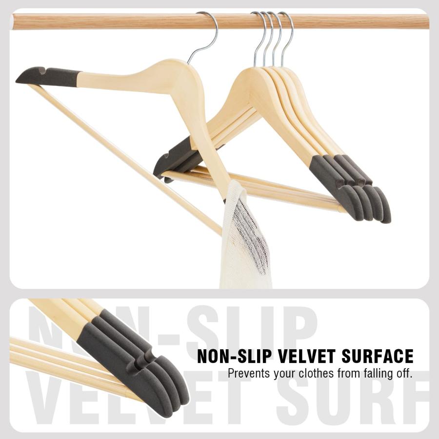 【並行輸入品】Solid Natural Wooden Coat Hangers, 20 Pack Heavy Duty Smooth Finの画像