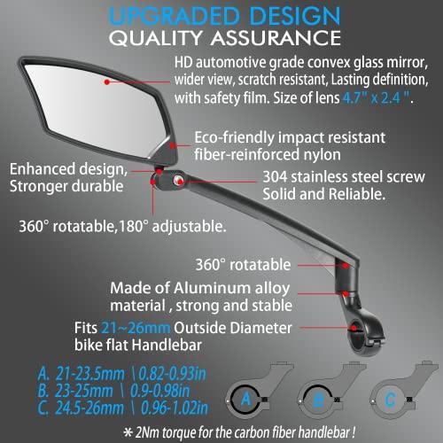 【並行輸入品】BriskMore ハンドルバーバイクミラー 耐傷性ガラスレンズ 調節可能 回転可能 安全バック自転車ミラー 左側用 BT 016の画像