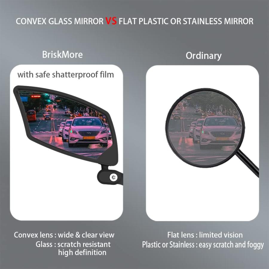 【並行輸入品】BriskMore ハンドルバーバイクミラー 耐傷性ガラスレンズ 調節可能 回転可能 安全バック自転車ミラー 左側用 BT 016の画像