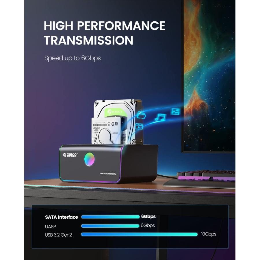 ORICO 2.5インチ 3.5インチ RGB ハードドライブ ドッキングステーション オフラインクローン USB 3.2   S 並行輸入品｜import-tabaido｜07