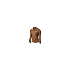 【並行輸入品】HOOD CREW Men’s Classic Zip Up Bomber Faux Leather Jackets Brownの画像