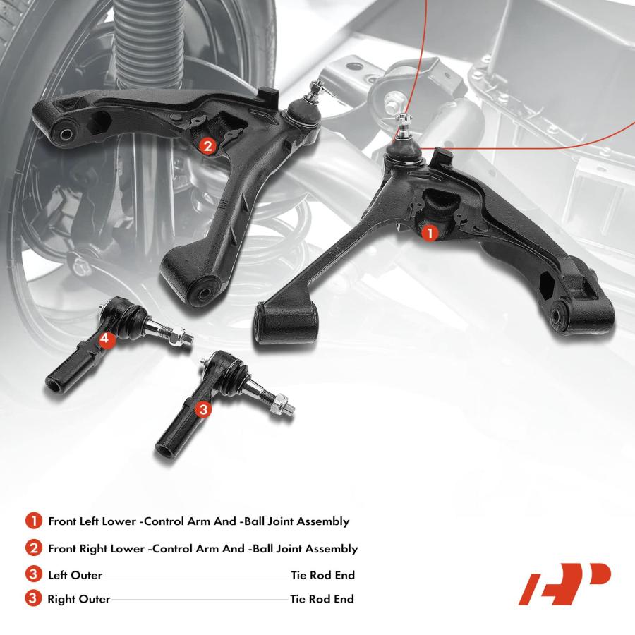 【並行輸入品】A Premium Set of 4, Front Lower Control Arm, Outer Tie Rod End,の画像