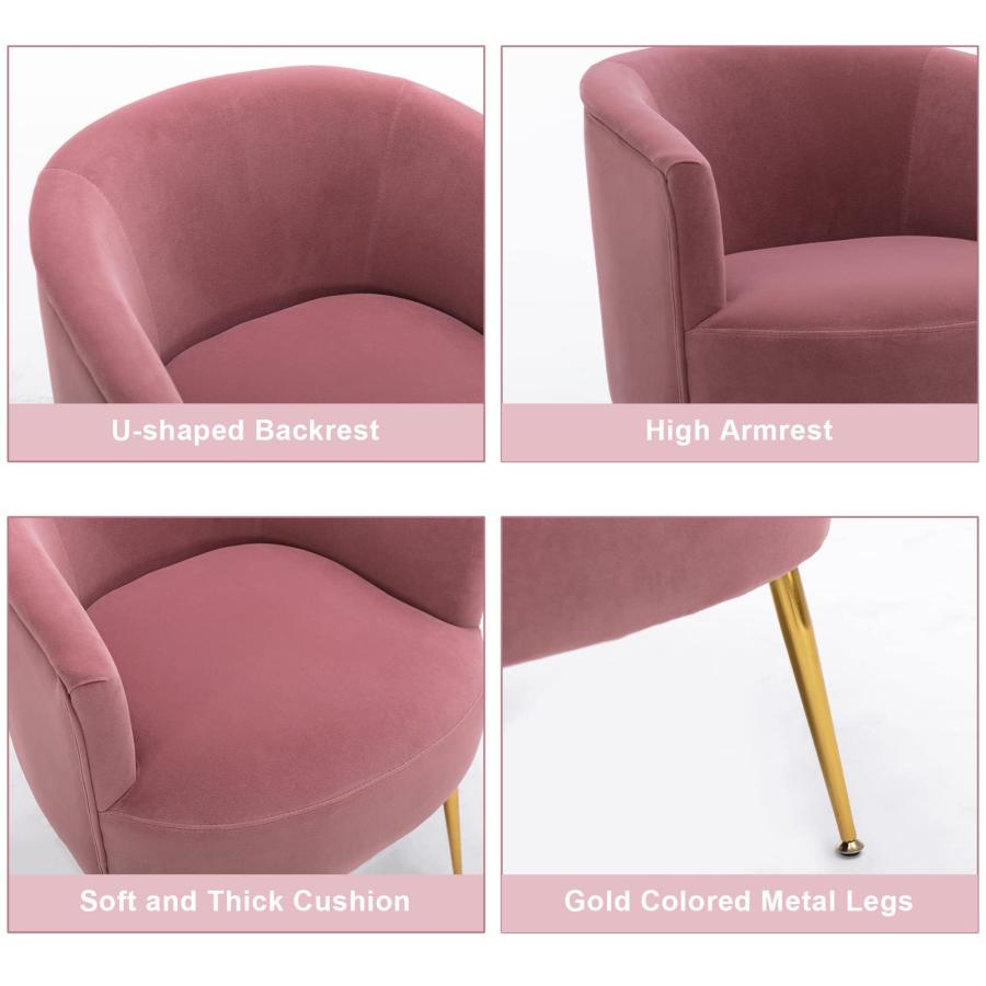 【並行輸入品】KIVENJAJA Accent Barrel Chair， Modern Velvet Upholstered Club Ar_3