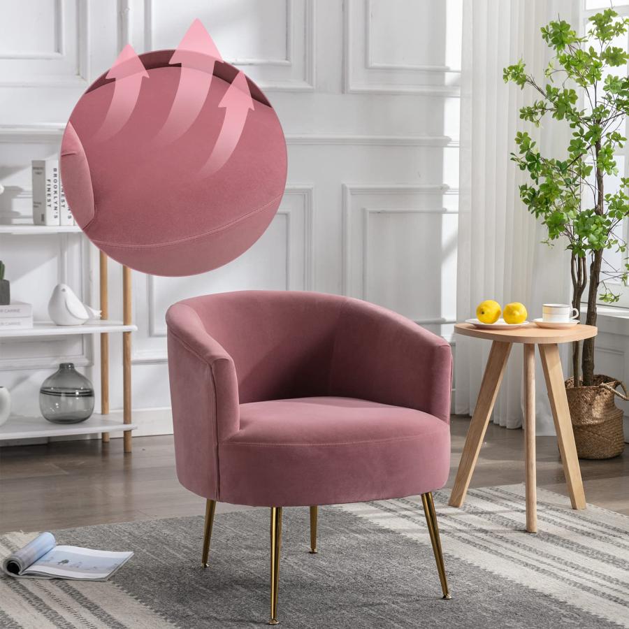 【並行輸入品】KIVENJAJA Accent Barrel Chair， Modern Velvet Upholstered Club Ar_6