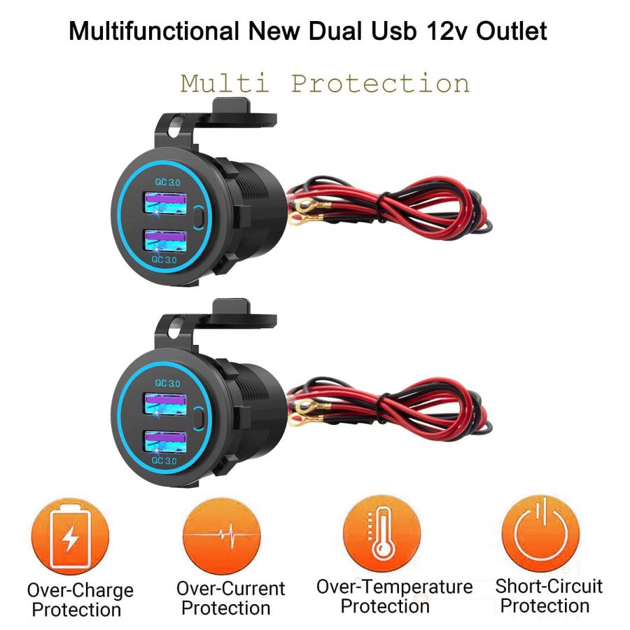 並行輸入品】Zennova [2個パック] 12V USBコンセント デュアルUSB急速