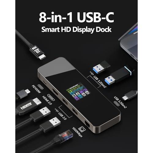 DOCKCASE (ドックケース) ビジュアルスマートUSB Cハブ (8イン1) HDMIポート 4K@60Hz 100W PD 並行輸入品｜import-tabaido｜05