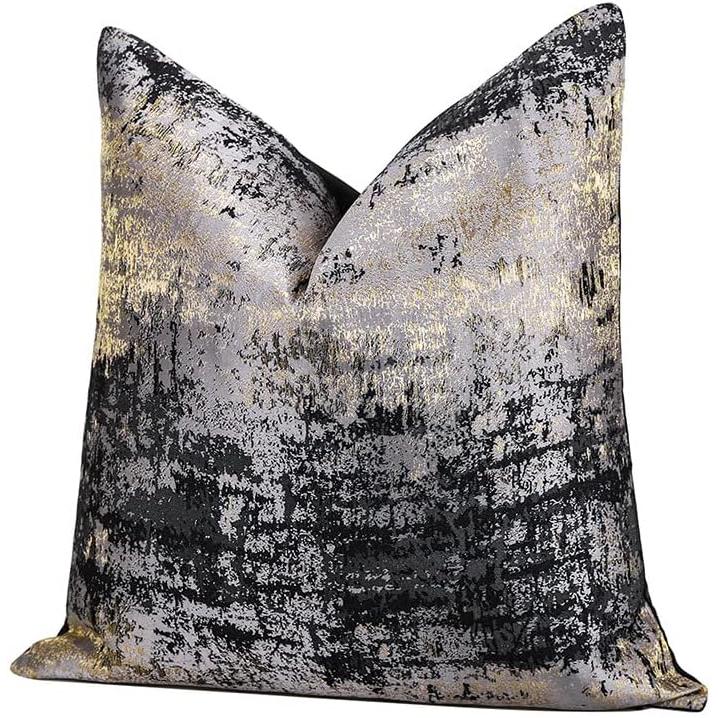 THETINOART Luxury Black Couch Pillows Splash Gold Throw Pillow C