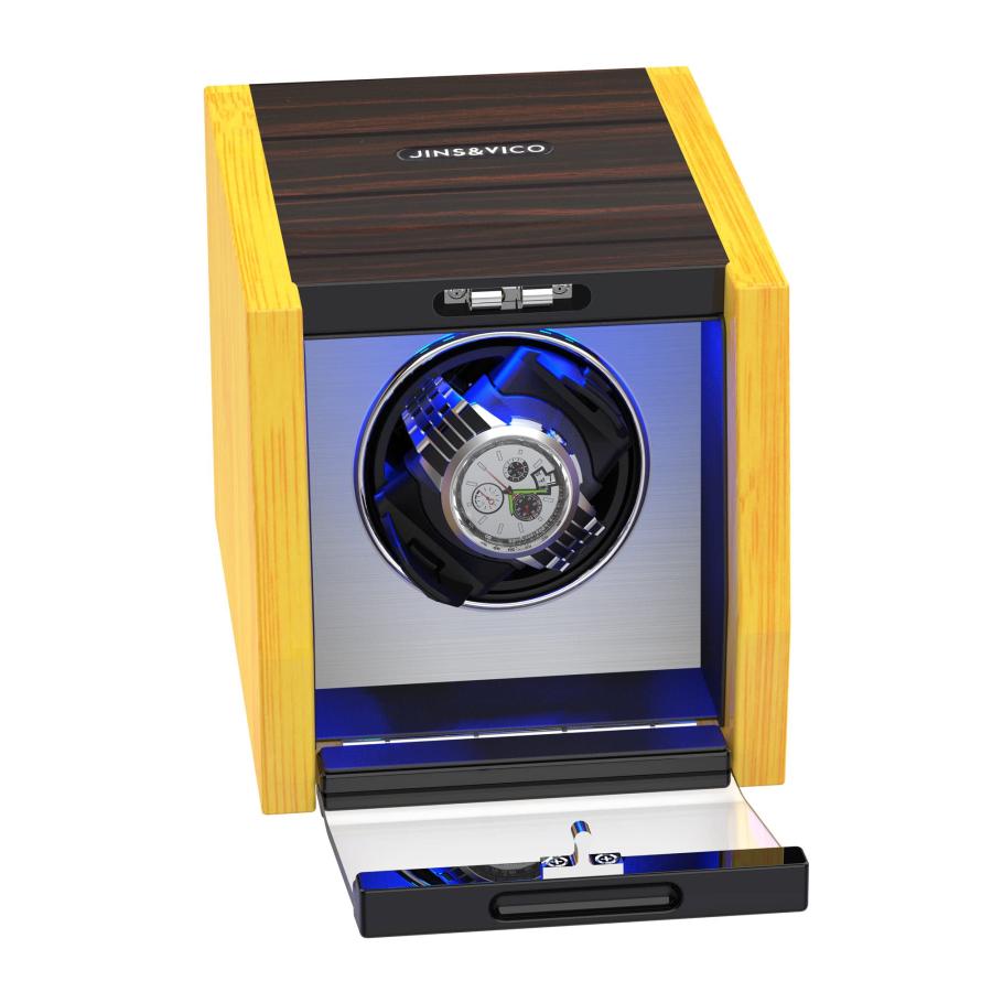 【並行輸入品】JINS&VICO Single Watch Winder for Automatic Watches with LED Illの画像
