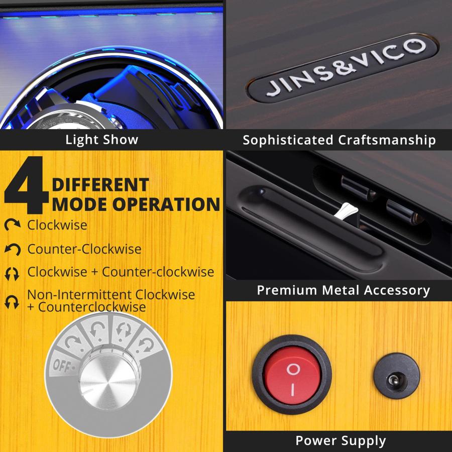 【並行輸入品】JINS&VICO Single Watch Winder for Automatic Watches with LED Illの画像