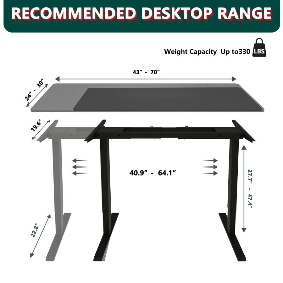 【並行輸入品】スタンディングデスクフレーム ESpefy Dual Motor Standing Desk Frame  Heavy Duty_9