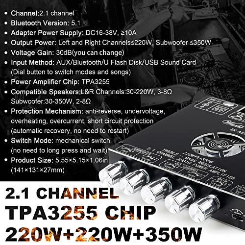 ZK AS21 220W*2+350W 2.1 Bluetooth Power Amplifier Board with TPA 並行輸入品｜import-tabaido｜08