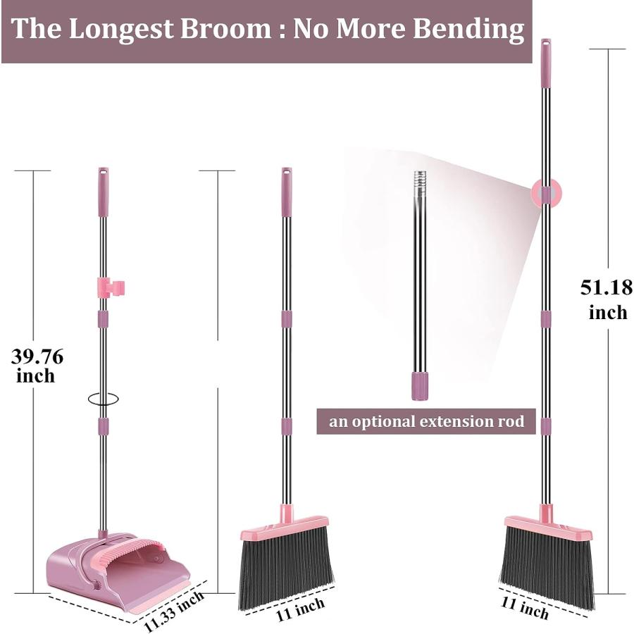 【並行輸入品】ほうきちりとりセット ほうきとちりとりセット 家庭用 ほうきとちりとりセット 自立式ほうきとちりとり オフィス用 (ピンク)　 | ブランド登録なし | 01