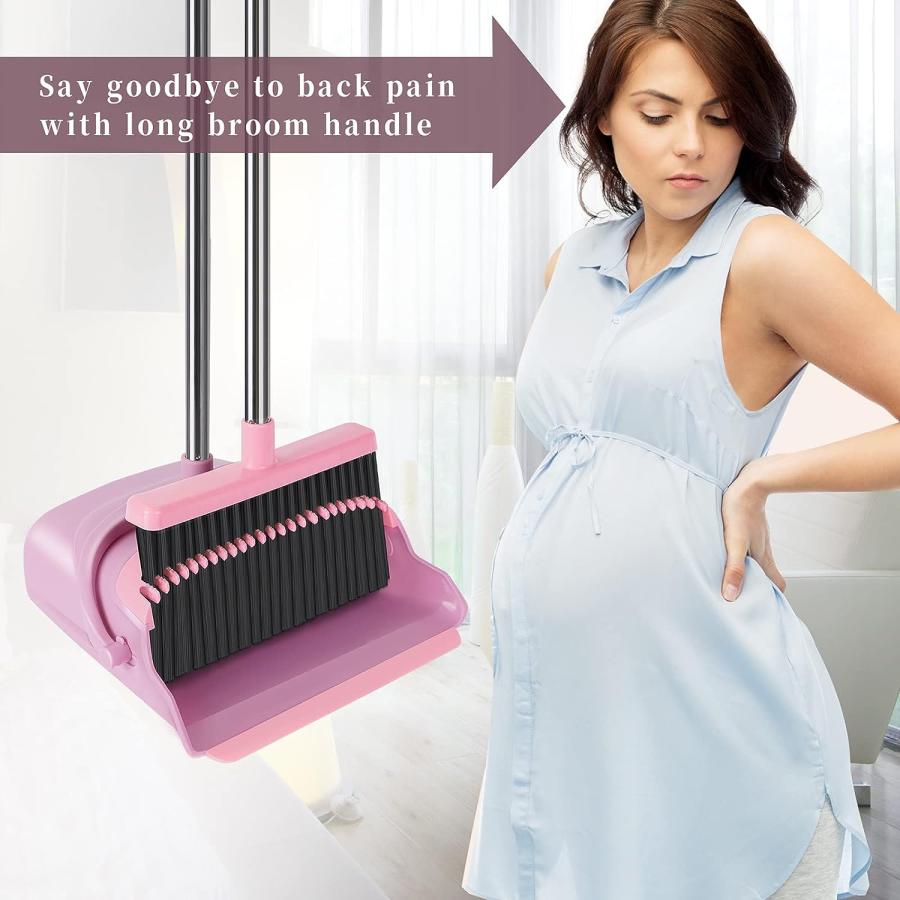 【並行輸入品】ほうきちりとりセット ほうきとちりとりセット 家庭用 ほうきとちりとりセット 自立式ほうきとちりとり オフィス用 (ピンク)　 | ブランド登録なし | 03