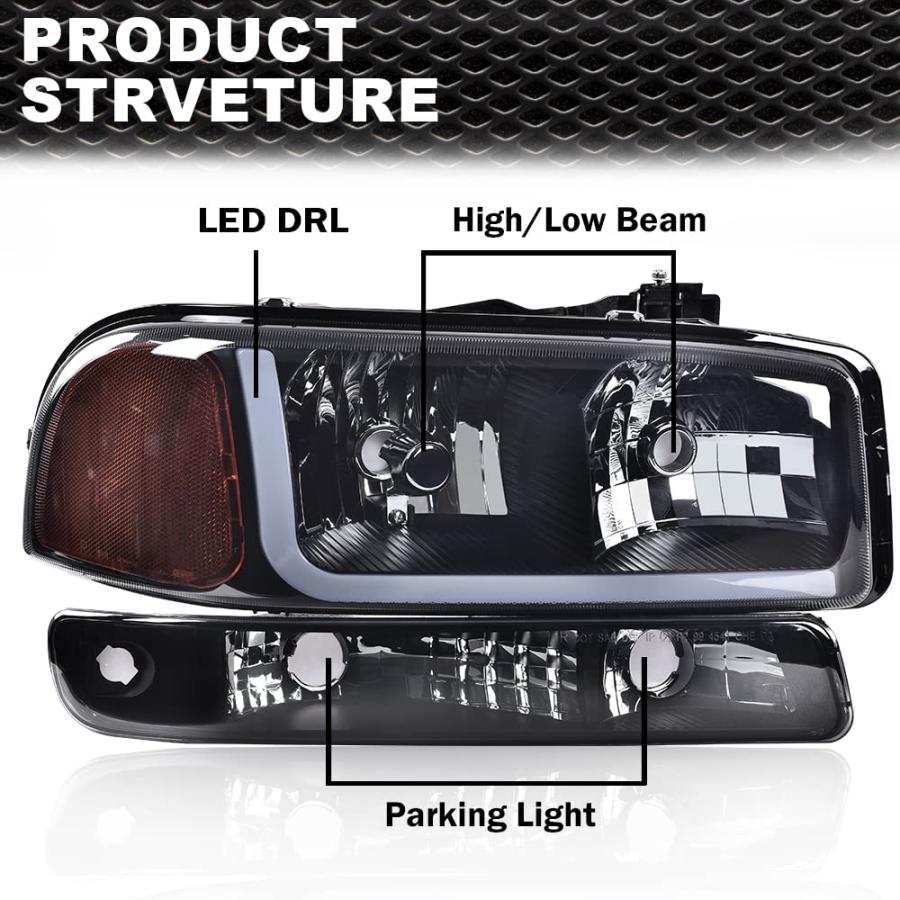 【並行輸入品】CNNELL ヘッドライトアセンブリ GMC 1999 2007 Sierra 1500/2500 2001 2007 Sierr_3