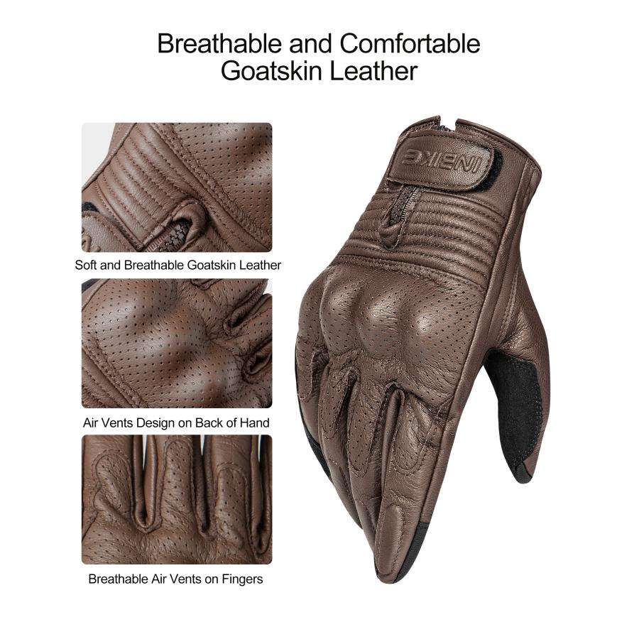 【並行輸入品】INBIKE Motorcycle Gloves for Men Premium Genuine Perforated Leatの画像