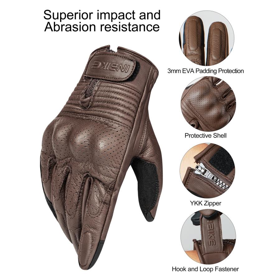 【並行輸入品】INBIKE Motorcycle Gloves for Men Premium Genuine Perforated Leatの画像