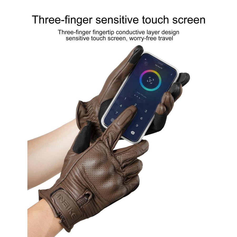 【並行輸入品】INBIKE Motorcycle Gloves for Men Premium Genuine Perforated Leatの画像