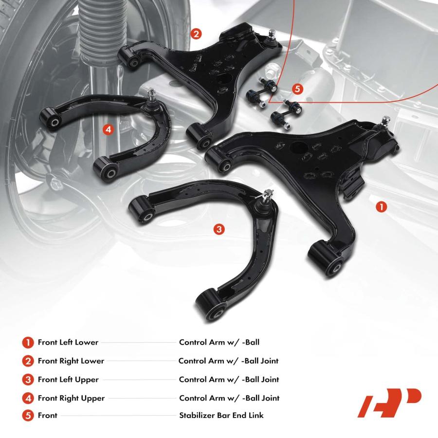 【並行輸入品】A Premium Set of 6, Front Upper Lower Control Arm, Sway Bar Linkの画像