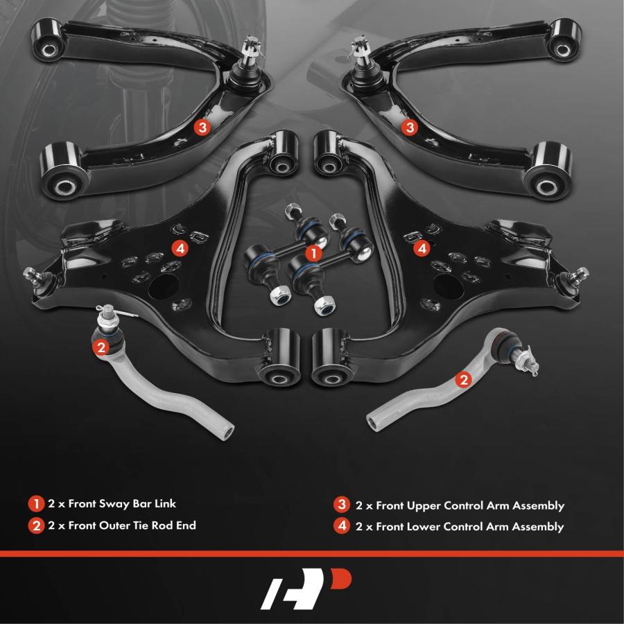 【並行輸入品】A Premium Set of 8, Front Upper & Lower Control Arm, Sway Bar Liの画像